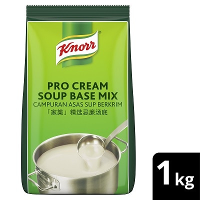 Knorr Pro Cream Soup Base Mix 1kg - Knorr Pro Cream Soup Base dissolves easily and is made to resist splitting, thus achieving smooth and creamy soup.